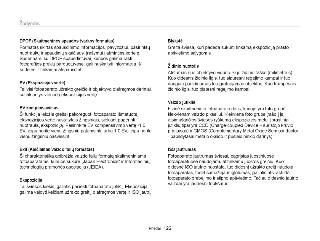 Samsung EC-ST77ZZFPWE2, EC-ST77ZZBPWE2, EC-ST77ZZBPRE2, EC-ST77ZZBPBE2, EC-ST77ZZFPRE2, EC-ST77ZZBPSE2 manual Žodynėlis 