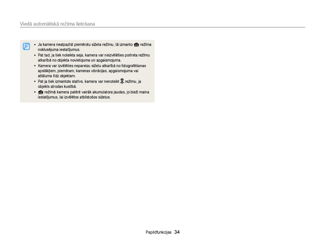 Samsung EC-ST77ZZBPSE2, EC-ST77ZZBPWE2, EC-ST77ZZBPRE2, EC-ST77ZZBPBE2, EC-ST77ZZFPWE2 Viedā automātiskā režīma lietošana 