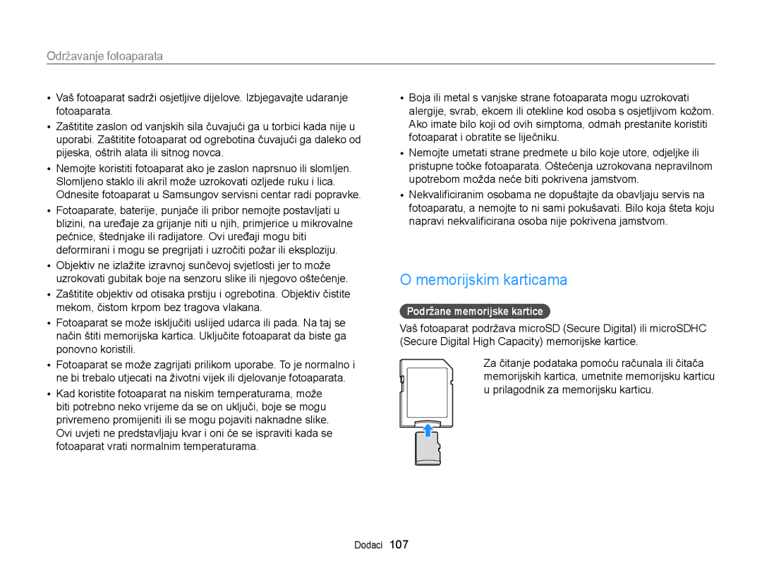 Samsung EC-ST77ZZBPWE3, EC-ST77ZZFPBE3, EC-ST77ZZFPWE3, EC-ST77ZZBPBE3 Memorijskim karticama, Podržane memorijske kartice 