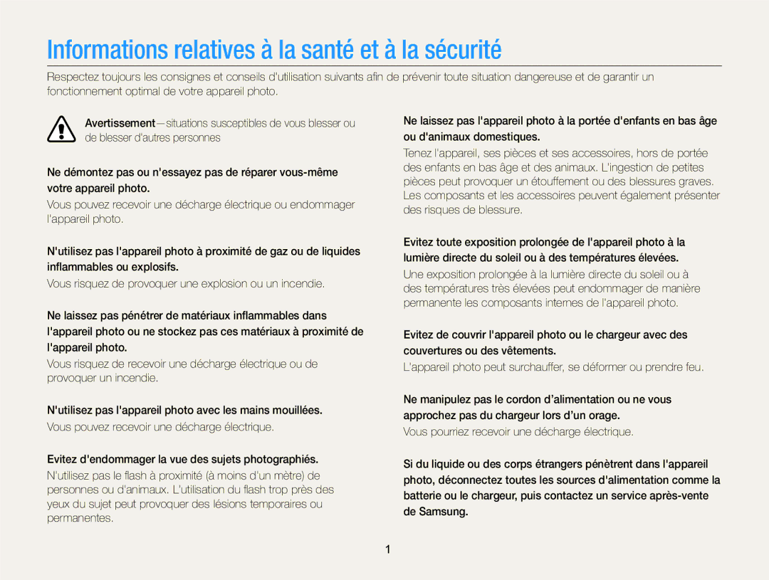 Samsung EC-ST77ZZBPRE1, EC-ST77ZZFPLFR, EC-ST77ZZBPWE1, EC-ST76ZZBPBE1 Informations relatives à la santé et à la sécurité 