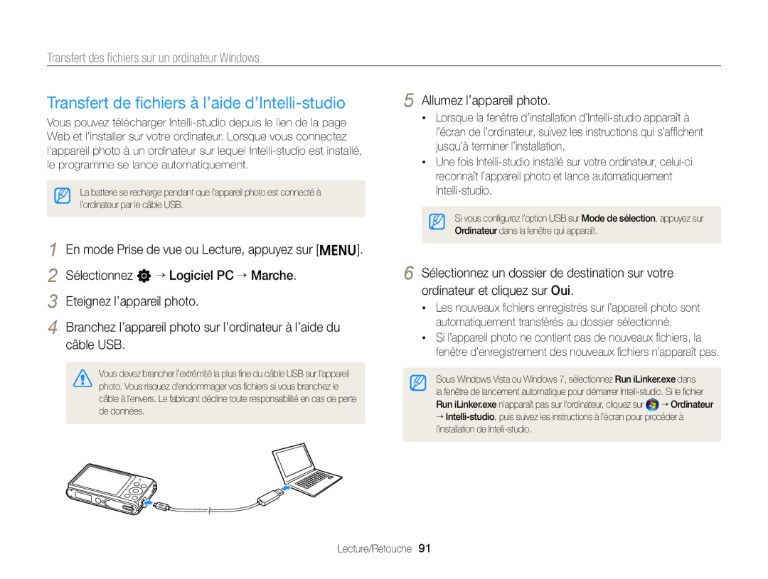 Samsung EC-ST76ZZFPRFR, EC-ST77ZZFPLFR, EC-ST77ZZBPWE1, EC-ST77ZZBPRE1, EC-ST76ZZBPBE1 manual Allumez l’appareil photo 