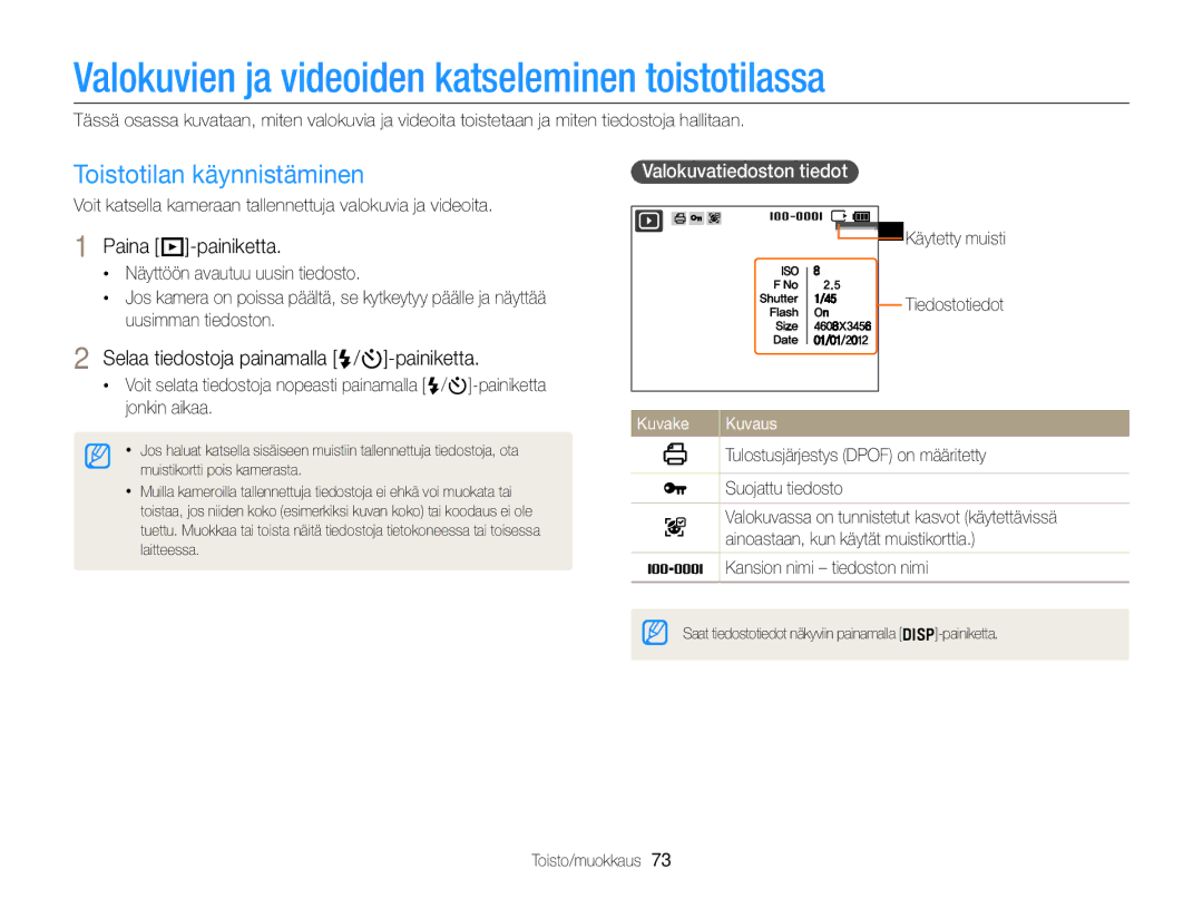 Samsung EC-ST76ZZFPLE2 Valokuvien ja videoiden katseleminen toistotilassa, Toistotilan käynnistäminen, Paina P-painiketta 