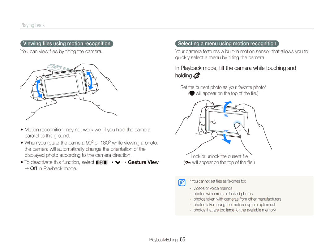 Samsung EC-ST80ZZBPWE3, EC-ST80ZZBPBE1 manual Playing back, Playback mode, tilt the camera while touching and holding 