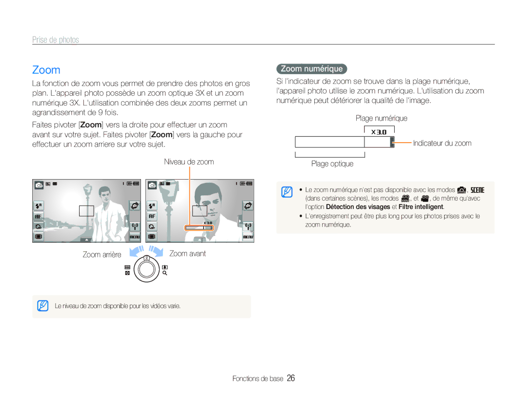 Samsung EC-ST80ZZBPBE1, EC-ST80ZZBPWE1, EC-ST80ZZBPUE1 manual Prise de photos, Zoom numérique 