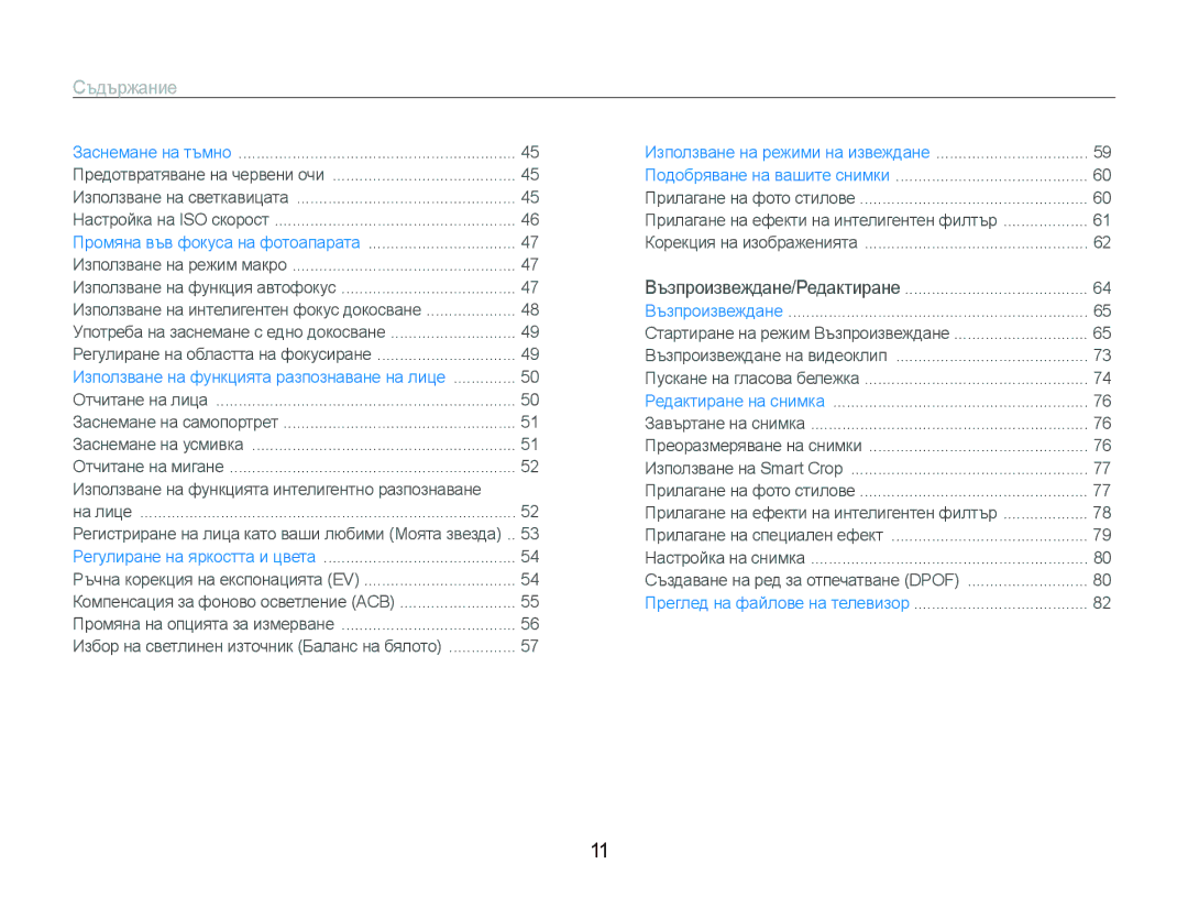 Samsung EC-ST80ZZBPBE3, EC-ST80ZZBPPE3, EC-ST80ZZBPUE3, EC-ST80ZZBPWE3 manual Съдържание 