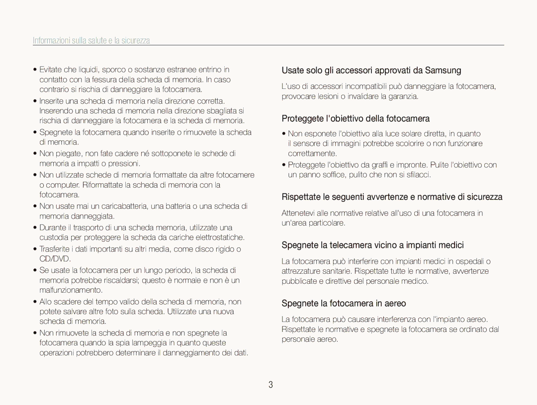 Samsung EC-ST80ZZBPBIT manual Usate solo gli accessori approvati da Samsung, Proteggete lobiettivo della fotocamera 