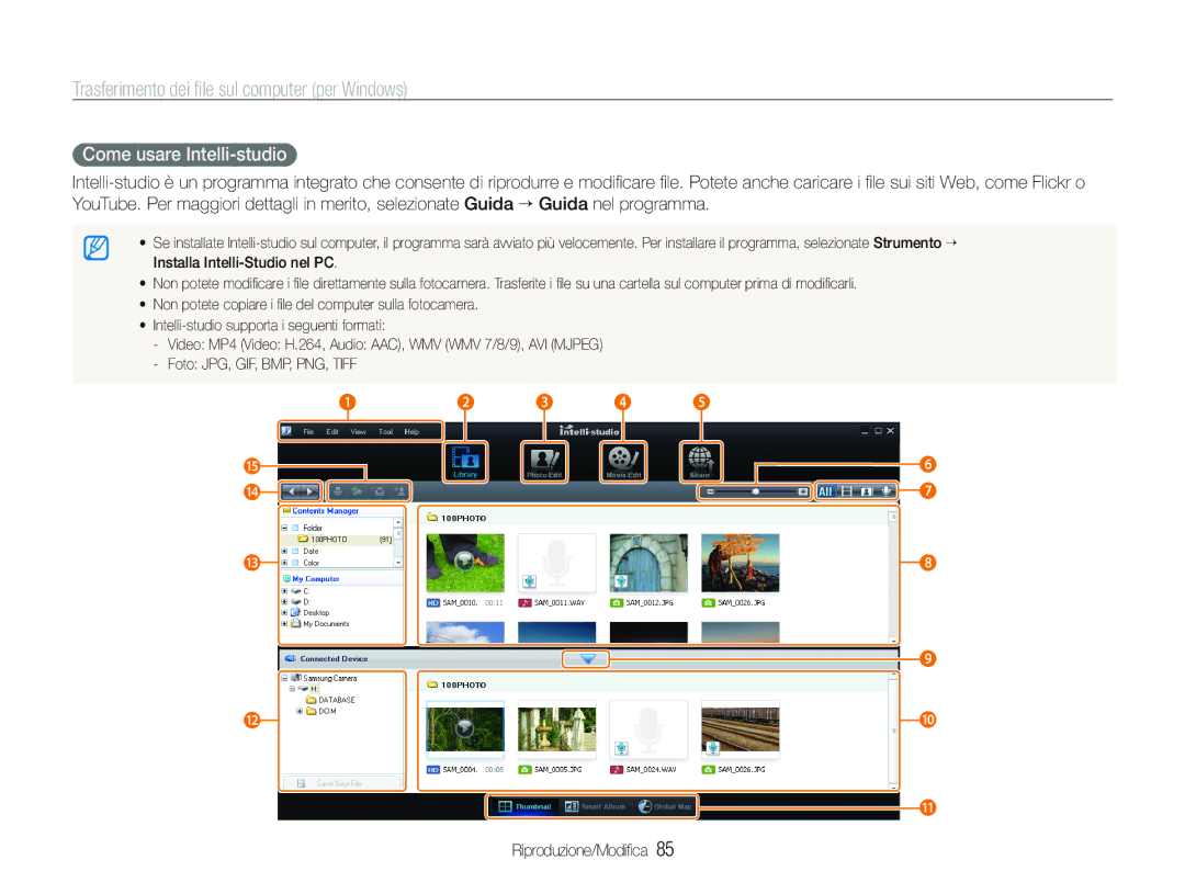 Samsung EC-ST80ZZBPBIT manual Come usare Intelli-studio 