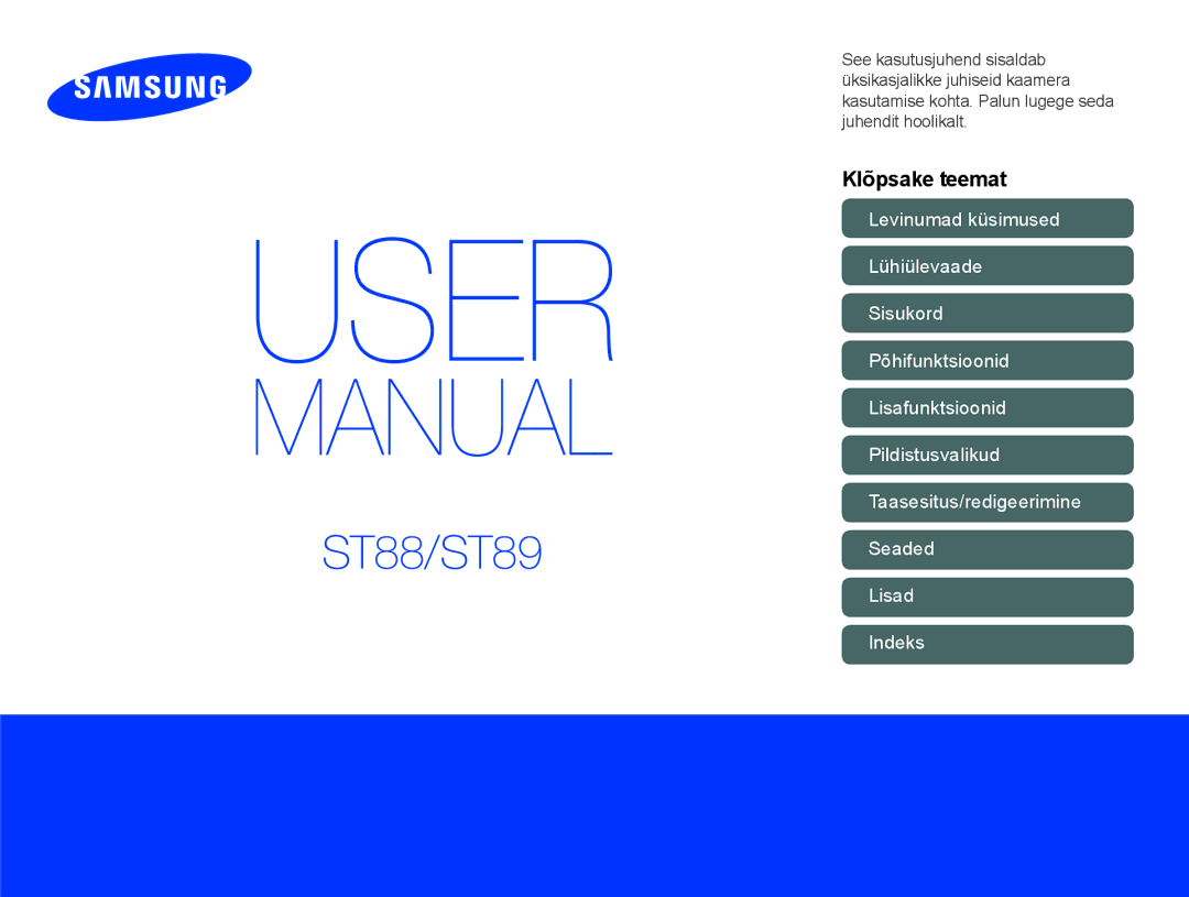 Samsung EC-ST88ZZBPWE2, EC-ST88ZZBPLE2, EC-ST88ZZFPWE2, EC-ST88ZZFPLE2, EC-ST88ZZBPBE2, EC-ST88ZZFPBE2 manual ST88/ST89Seaded 