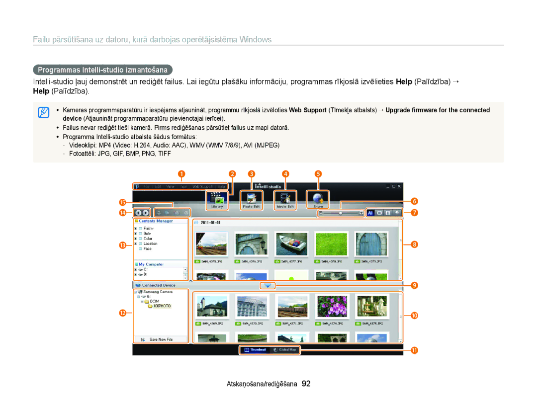 Samsung EC-ST88ZZFPLE2, EC-ST88ZZBPLE2, EC-ST88ZZBPWE2, EC-ST88ZZFPWE2, EC-ST88ZZBPBE2 Programmas Intelli-studio izmantošana 