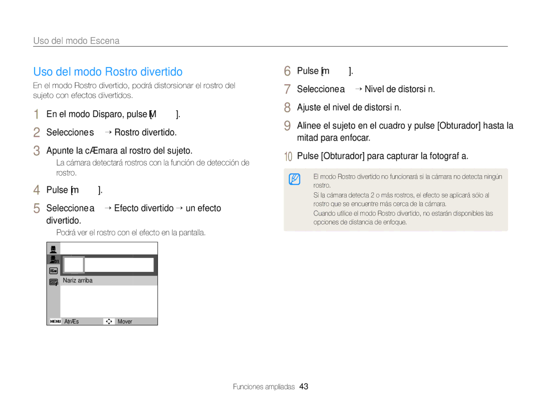 Samsung EC-ST88ZZBPLE1, EC-ST88ZZBPWE1, EC-ST88ZZBPBE1 manual Podrá ver el rostro con el efecto en la pantalla 