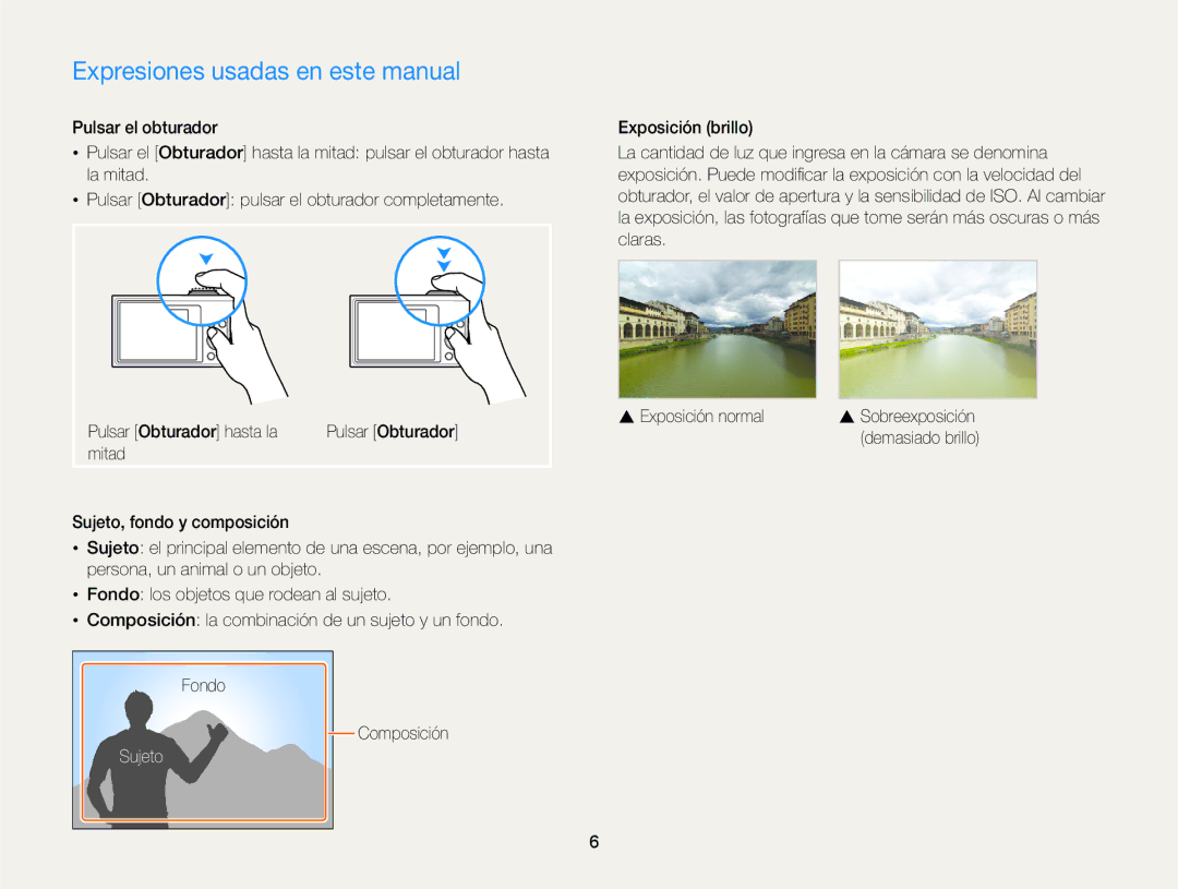 Samsung EC-ST88ZZBPBE1, EC-ST88ZZBPWE1, EC-ST88ZZBPLE1 Expresiones usadas en este manual, Sujeto 