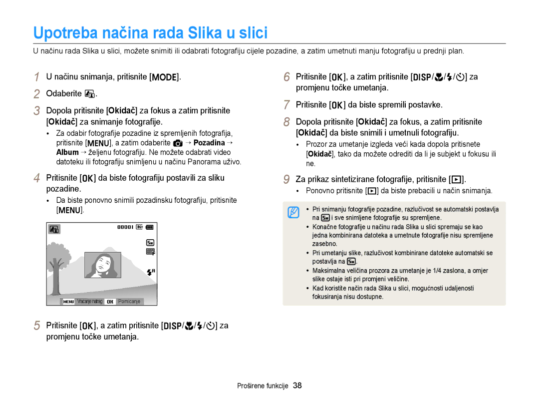 Samsung EC-ST88ZZBPBE3, EC-ST88ZZBPWE3 manual Upotreba načina rada Slika u slici 