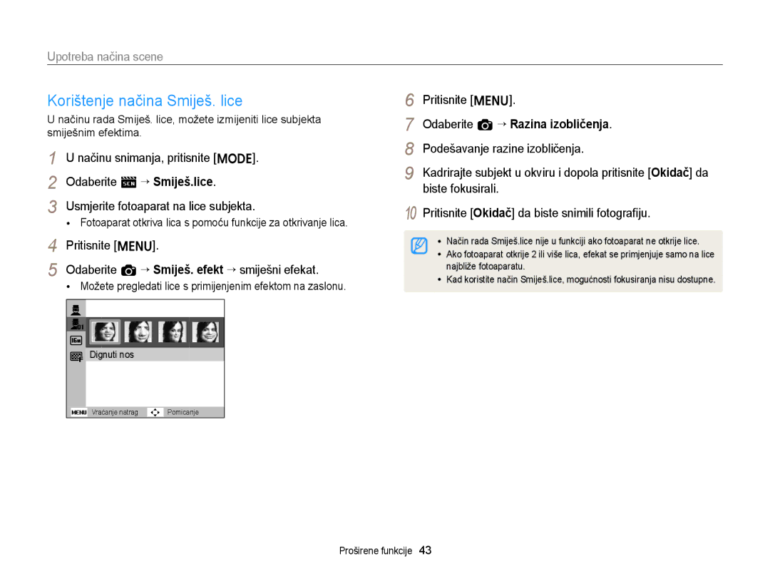 Samsung EC-ST88ZZBPWE3, EC-ST88ZZBPBE3 manual Odaberite a “ Razina izobličenja, Podešavanje razine izobličenja 