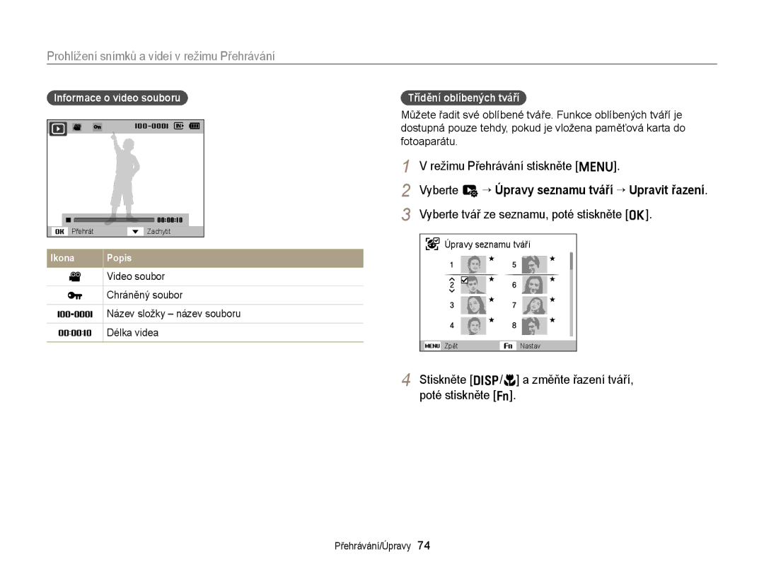 Samsung EC-ST88ZZBPBE3, EC-ST88ZZFPBE3 manual Prohlížení snímků a videí v režimu Přehrávání, Režimu Přehrávání stiskněte m 