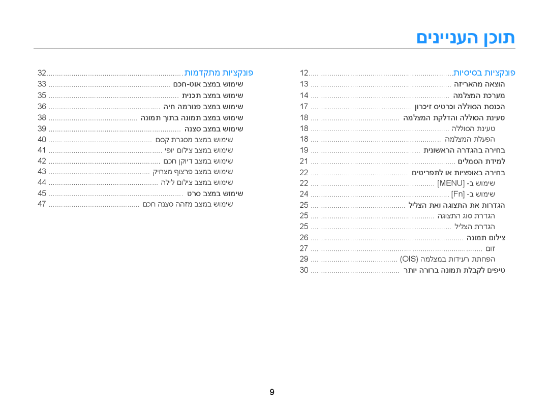 Samsung EC-ST88ZZFPWIL, EC-ST88ZZFPBIL, EC-ST88ZZBPBAE manual םיניינעה ןכות 