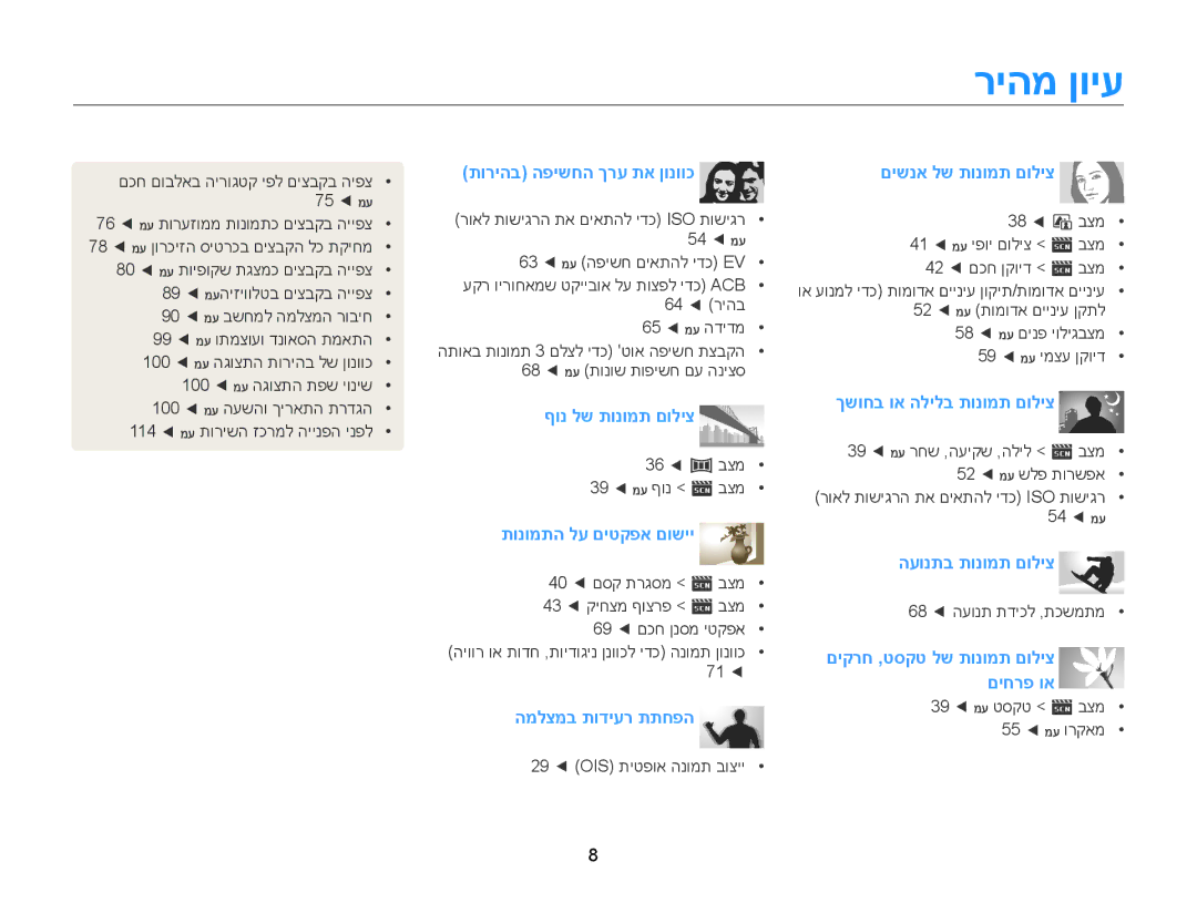 Samsung EC-ST88ZZFPBIL, EC-ST88ZZFPWIL, EC-ST88ZZBPBAE manual ריהמ ןויע, תוריהב הפישחה ךרע תא ןונווכ םישנא לש תונומת םוליצ 