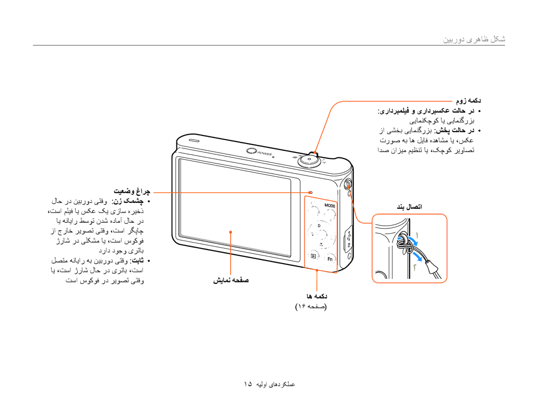 Samsung EC-ST88ZZDPBME, EC-ST88ZZFPBIL, EC-ST88ZZFPWIL manual ﻦﻴﺑﺭﻭﺩ یﺮﻫﺎﻇ ﻞﮑﺷ, ﺖﻴﻌﺿﻭ ﻍﺍﺮﭼ, ﺶﻳﺎﻤﻧ ﻪﺤﻔﺻ, ﺎﻫ ﻪﻤﮐﺩ, ﺪﻨﺑ ﻝﺎﺼﺗﺍ 