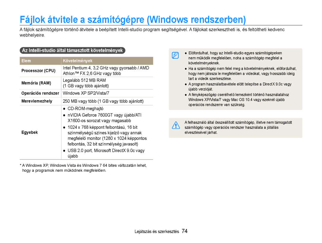 Samsung EC-ST90ZZBPUE3, EC-ST90ZZBPBE1, EC-ST90ZZBPSE3, EC-ST90ZZBPLE3 Fájlok átvitele a számítógépre Windows rendszerben 