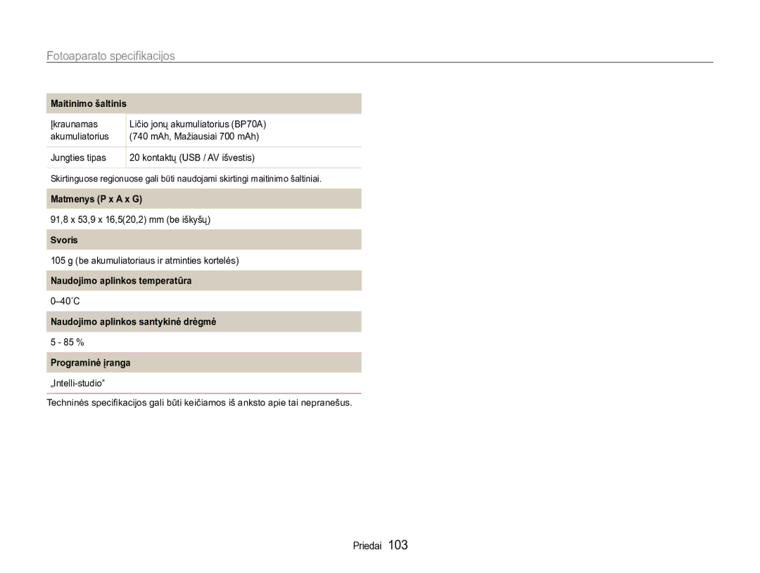 Samsung EC-ST90ZZBPSE2 Maitinimo šaltinis, Matmenys P x a x G, Svoris, Naudojimo aplinkos temperatūra, Programinė įranga 