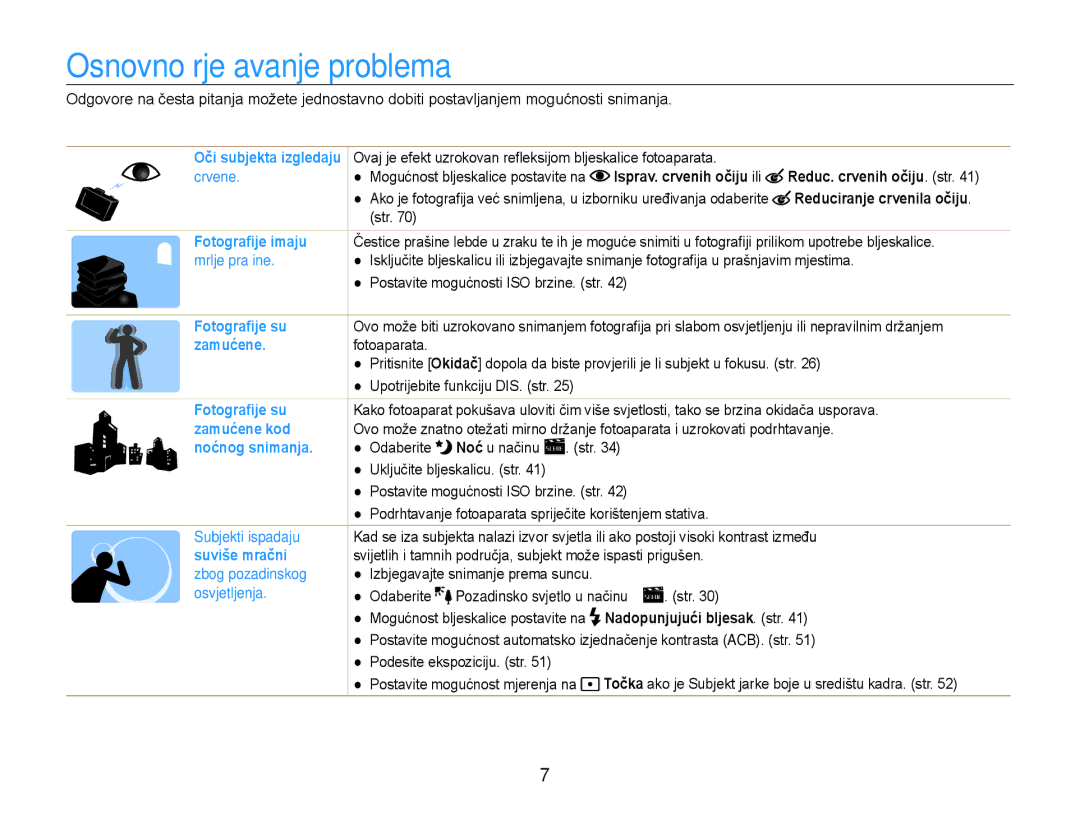 Samsung EC-ST90ZZBPSE3 manual Osnovno rješavanje problema 