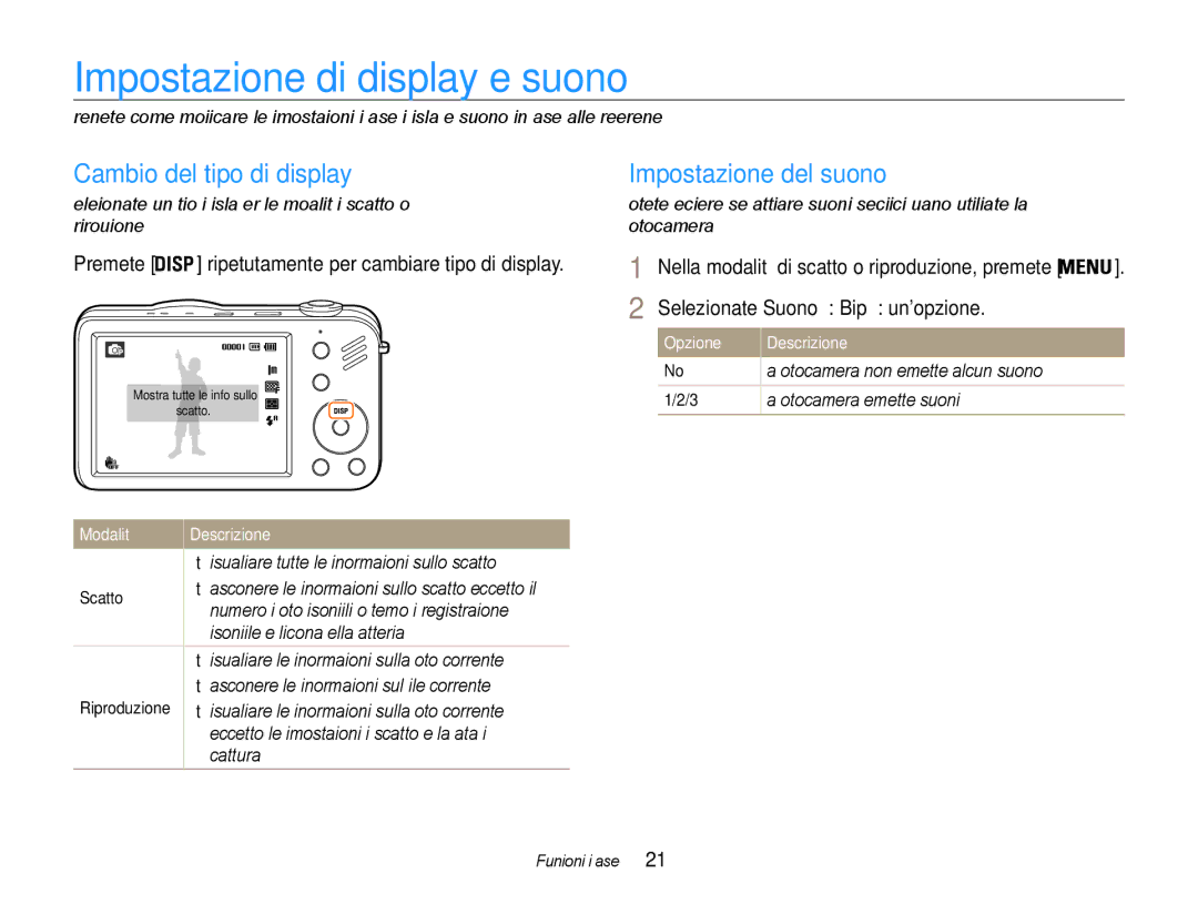 Samsung EC-ST90ZZDPLME, EC-ST90ZZBPUE1 Impostazione di display e suono, Cambio del tipo di display, Impostazione del suono 