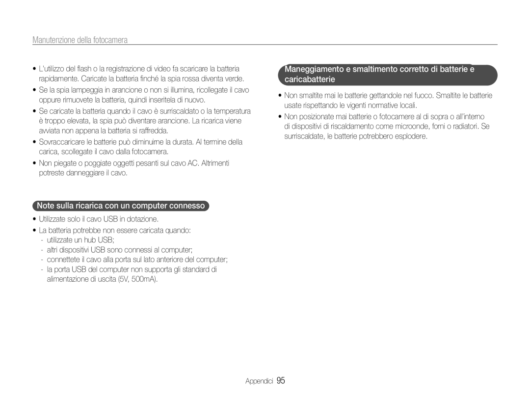 Samsung EC-ST90ZZBPUE1, EC-ST90ZZBPSE1, EC-ST90ZZBPBE1, EC-ST90ZZDPSME, EC-ST90ZZDPLME manual Alimentazione di uscita 5V, 500mA 