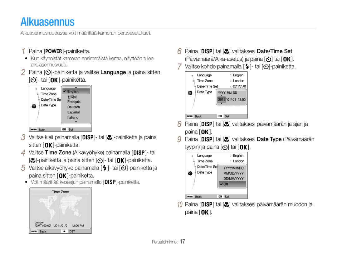 Samsung EC-ST90ZZBPUE2, EC-ST90ZZBPSE2, EC-ST90ZZBPRE2 manual Alkuasennus 