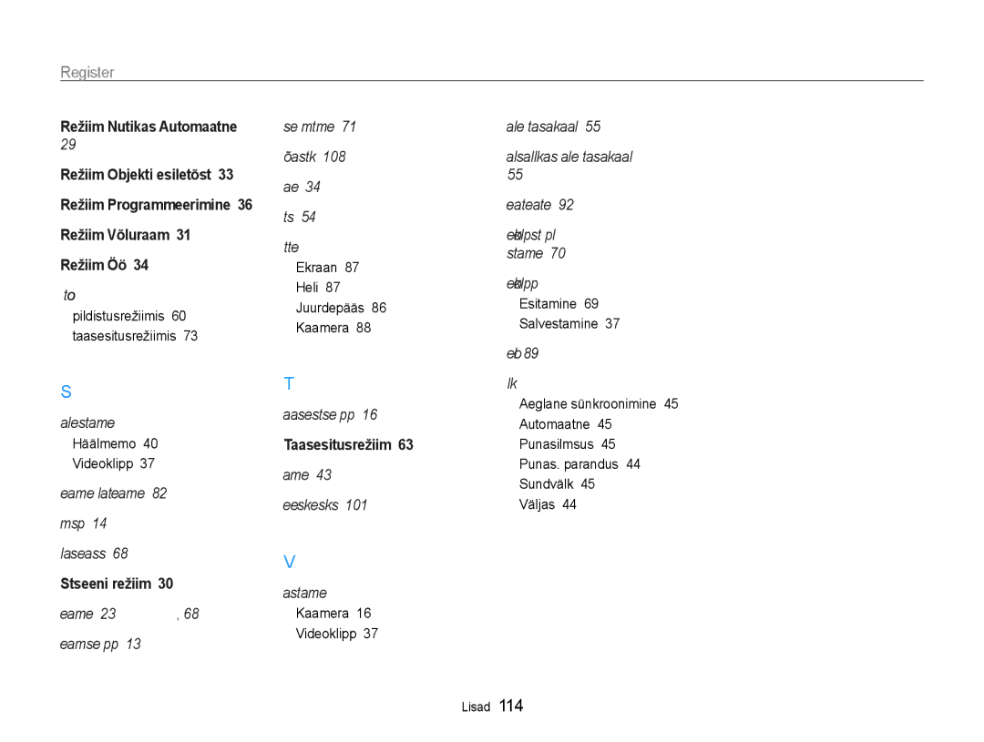 Samsung EC-ST93ZZBPSE2, EC-ST93ZZBPBE2, EC-ST93ZZBPRE2 manual Režiim Nutikas Automaatne 