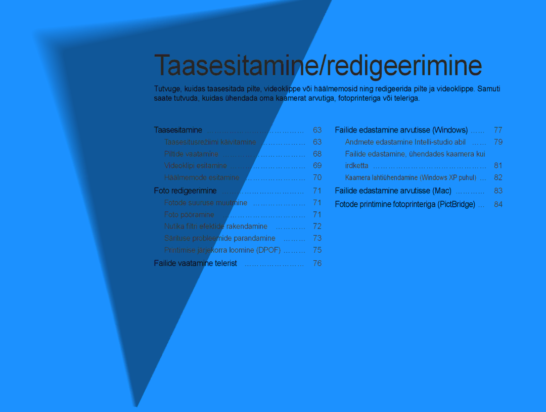 Samsung EC-ST93ZZBPBE2, EC-ST93ZZBPSE2, EC-ST93ZZBPRE2 manual Taasesitamine/redigeerimine 