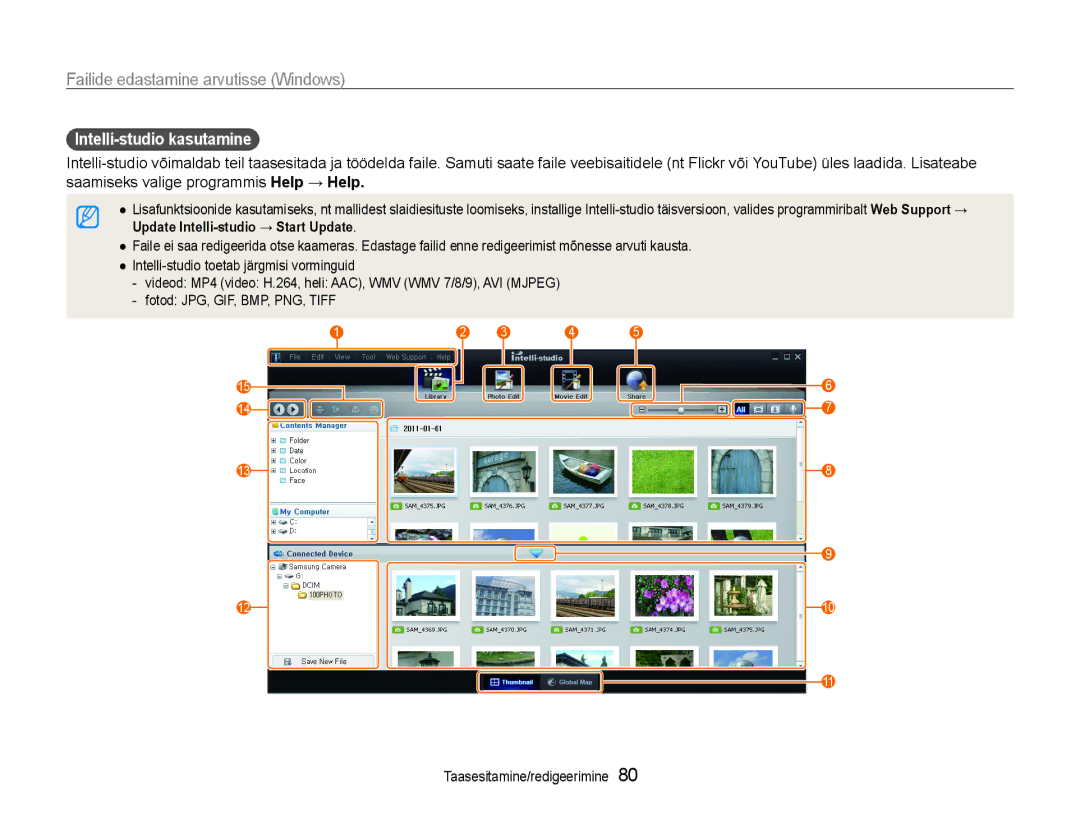 Samsung EC-ST93ZZBPBE2, EC-ST93ZZBPSE2, EC-ST93ZZBPRE2 manual Intelli-studio kasutamine 