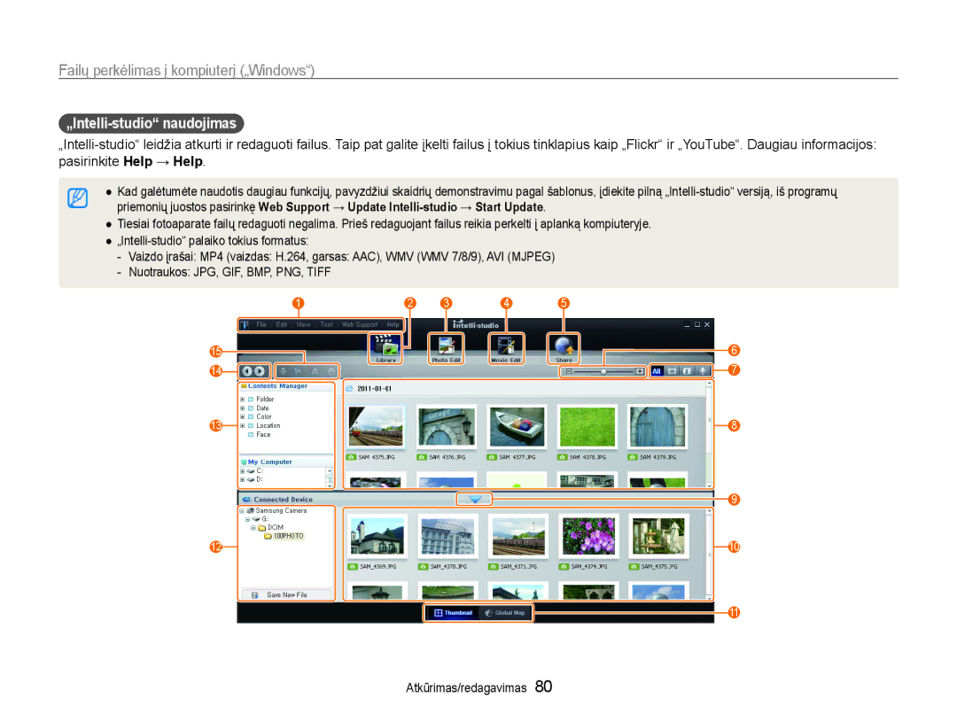 Samsung EC-ST93ZZBPBE2, EC-ST93ZZBPSE2, EC-ST93ZZBPRE2 manual „Intelli-studio naudojimas 