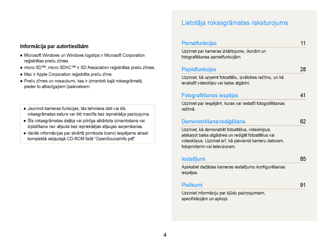 Samsung EC-ST93ZZBPRE2, EC-ST93ZZBPBE2, EC-ST93ZZBPSE2 Lietotāja rokasgrāmatas raksturojums, Informācija par autortiesībām 