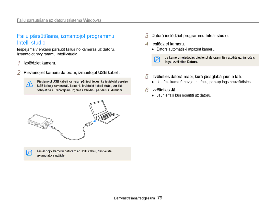 Samsung EC-ST93ZZBPRE2, EC-ST93ZZBPBE2 manual Failu pārsūtīšana, izmantojot programmu Intelli-studio, Izvēlieties Jā 