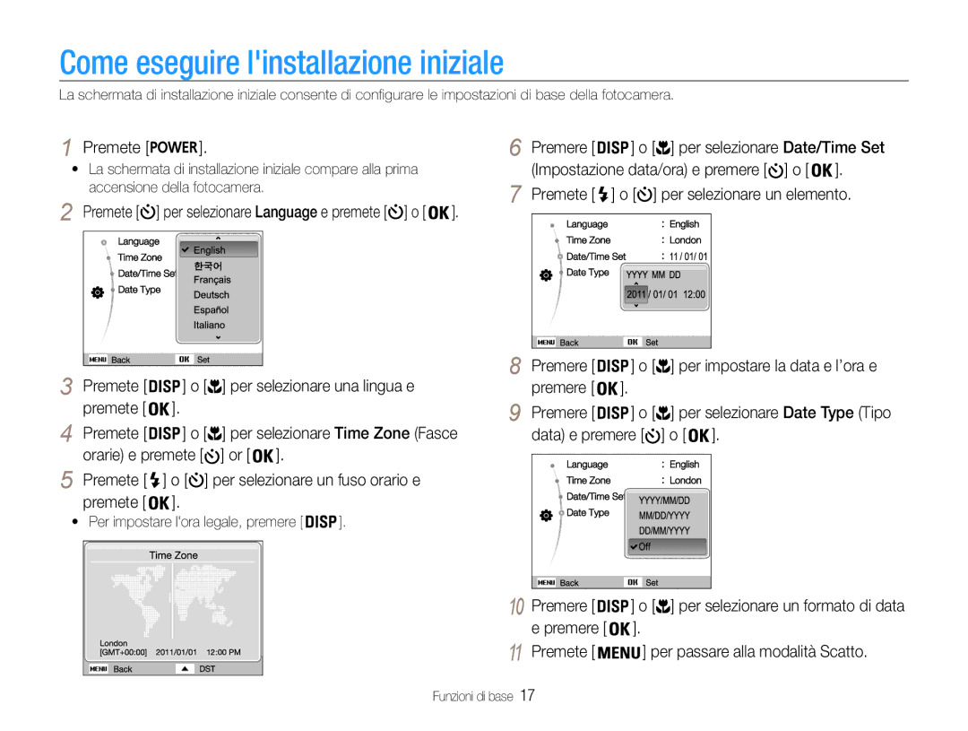 Samsung EC-ST93ZZBPPE1, EC-ST93ZZBPRE1, EC-ST93ZZBPBE1, EC-ST93ZZBPSE1 manual Come eseguire linstallazione iniziale 