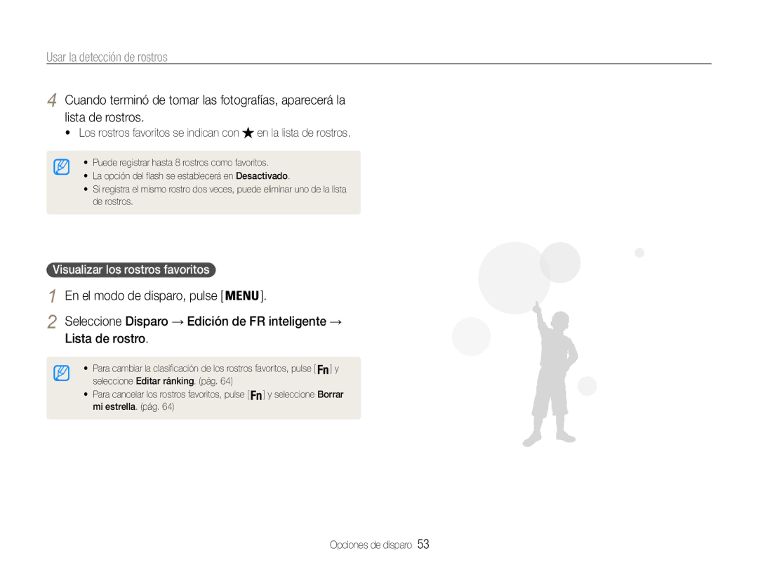 Samsung EC-ST93ZZBPPE1, EC-ST93ZZBPRE1, EC-ST93ZZBPBE1, EC-ST93ZZBPSE1 manual Visualizar los rostros favoritos 