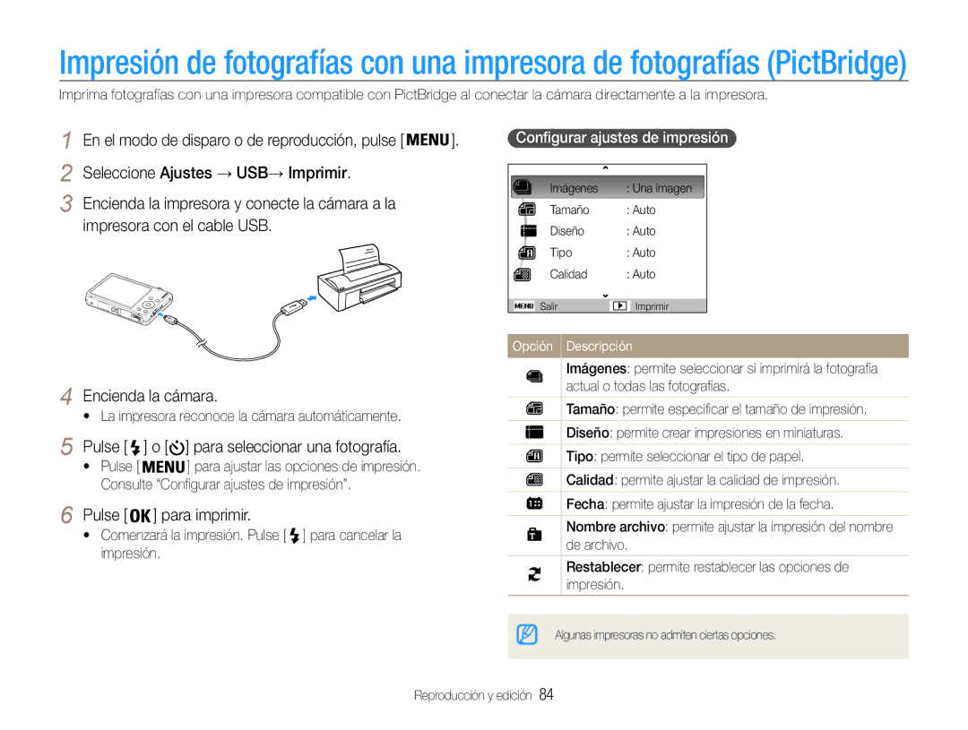 Samsung EC-ST93ZZBPBE1, EC-ST93ZZBPRE1, EC-ST93ZZBPPE1, EC-ST93ZZBPSE1 Pulse Para imprimir, Configurar ajustes de impresión 