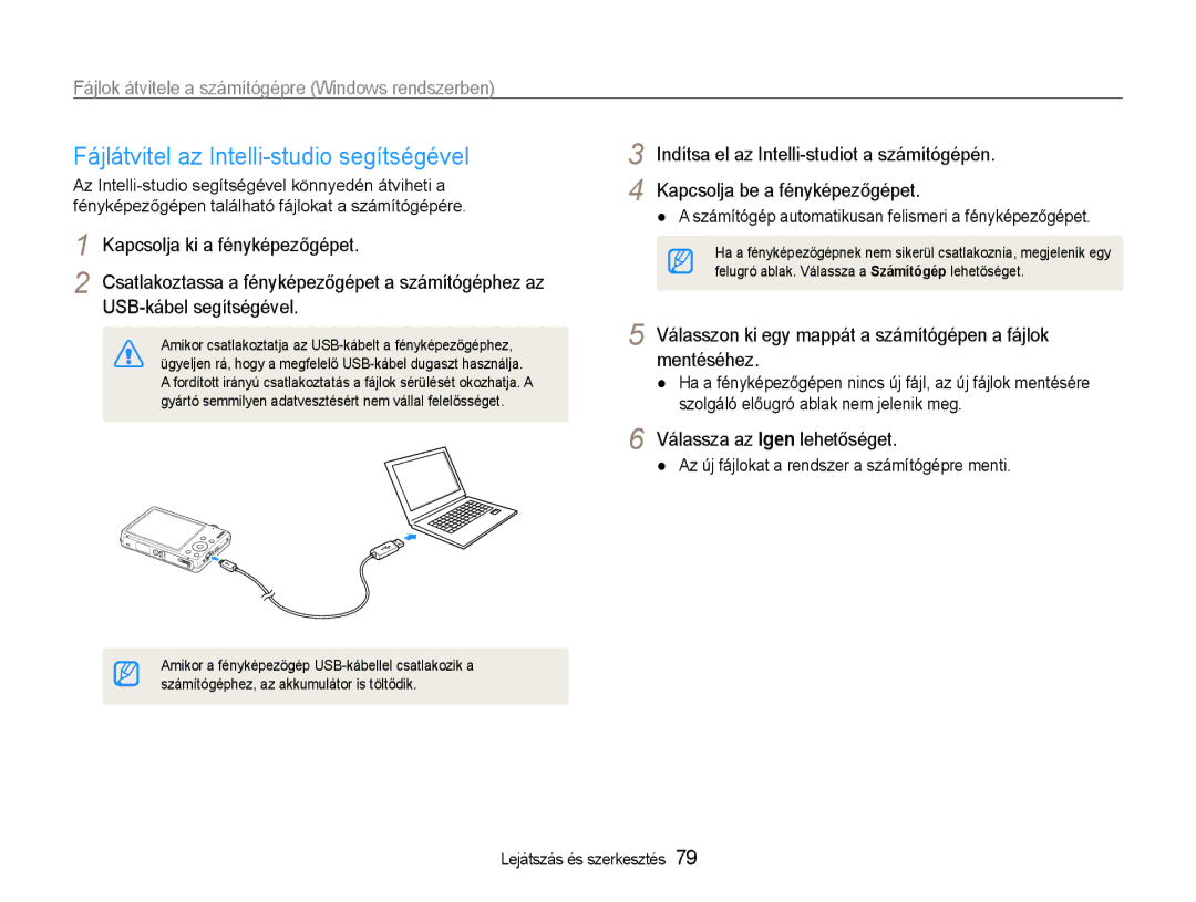 Samsung EC-ST94ZZBPBE2, EC-ST93ZZBPRE3 manual Fájlátvitel az Intelli-studio segítségével, Válassza az Igen lehetőséget 