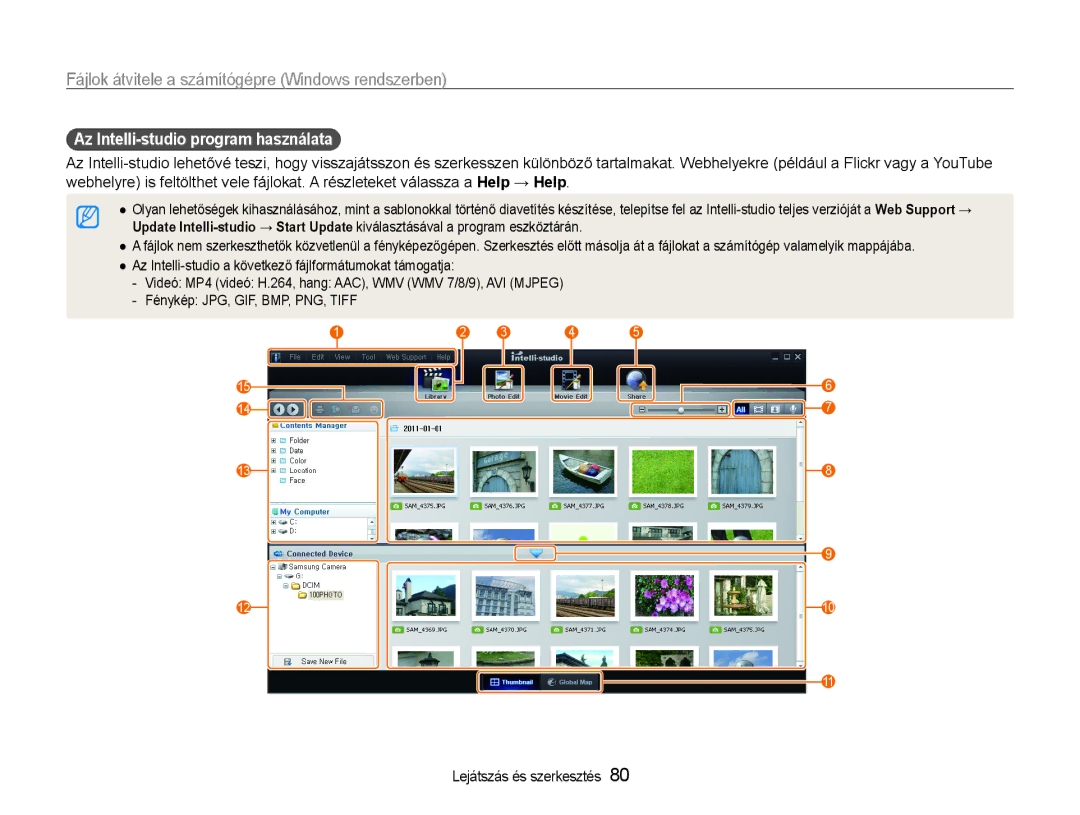 Samsung EC-ST93ZZBPBE2, EC-ST93ZZBPRE3, EC-ST93ZZBPSE3, EC-ST93ZZBPBE3, EC-ST94ZZBPBE2 Az Intelli-studio program használata 