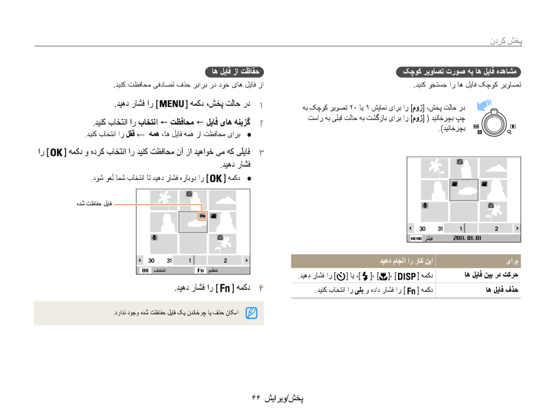 Samsung EC-ST93ZZDPSIR, EC-ST93ZZDPPIR دیهد راشف ار, 66 پخش/ویرایش, اه لیاف زا تظافح, کچوک ریواصت تروص هب اه لیاف هدهاشم 