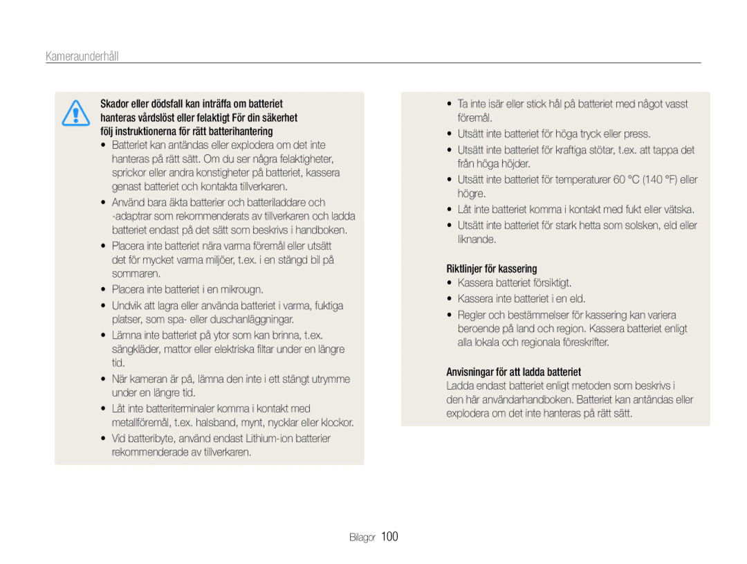 Samsung EC-ST93ZZBPBE2 manual Använd bara äkta batterier och batteriladdare och, Anvisningar för att ladda batteriet 