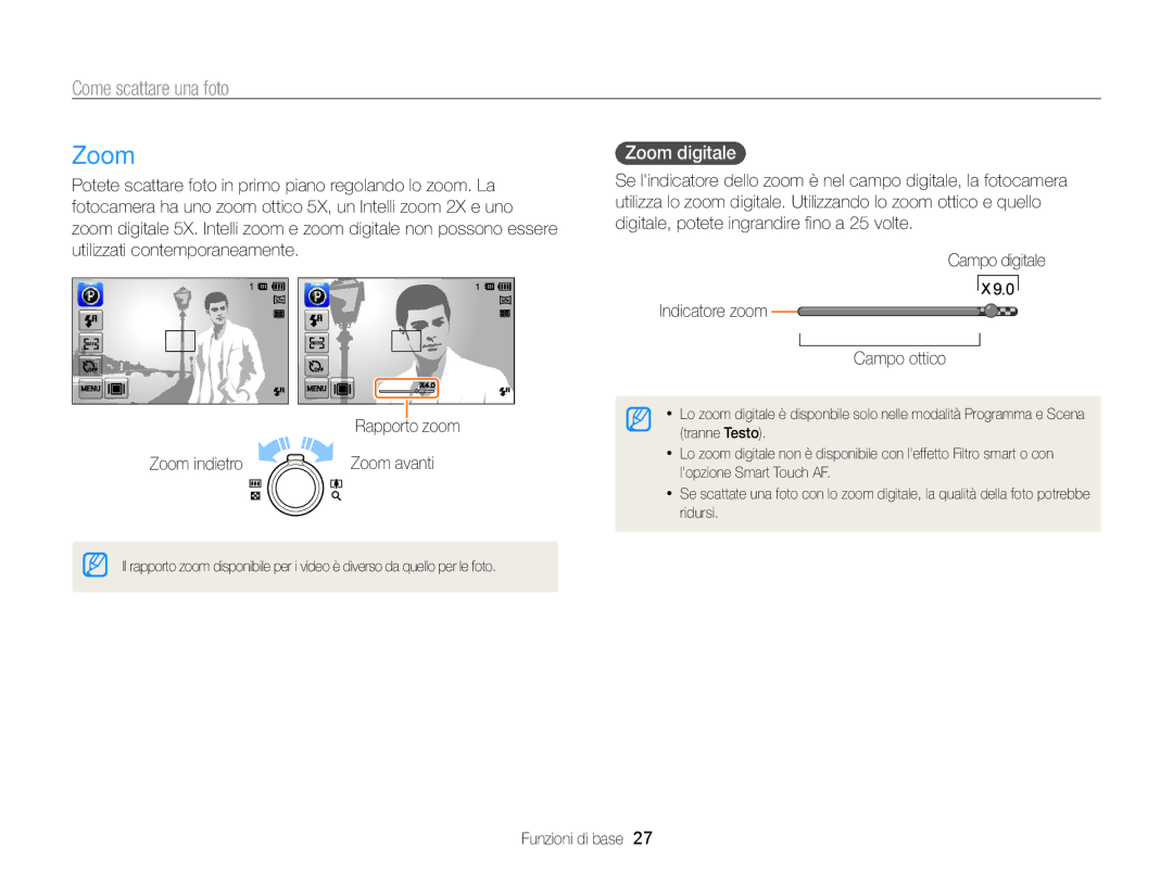 Samsung EC-ST95ZZBPBE1, EC-ST95ZZBPLE1, EC-ST95ZZBPOE1 manual Come scattare una foto, Zoom digitale 