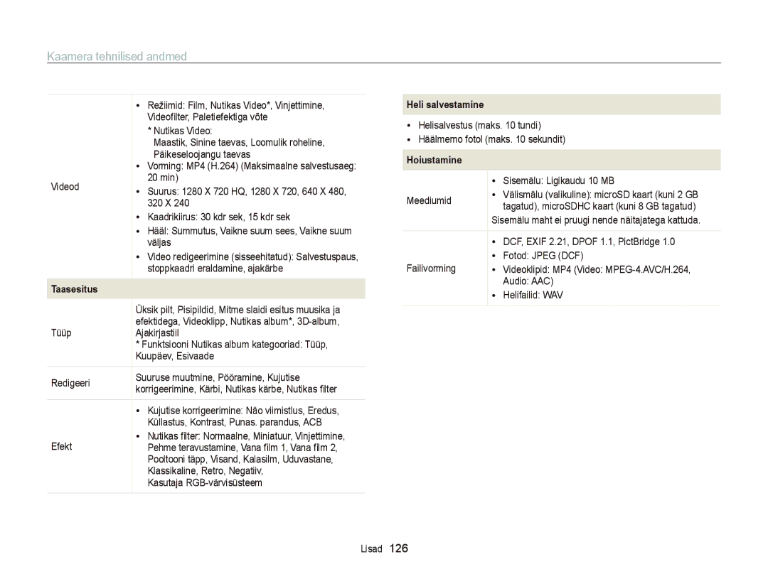 Samsung EC-ST95ZZBPBE2, EC-ST95ZZBPOE2, EC-ST95ZZBPSE2 manual Heli salvestamine 