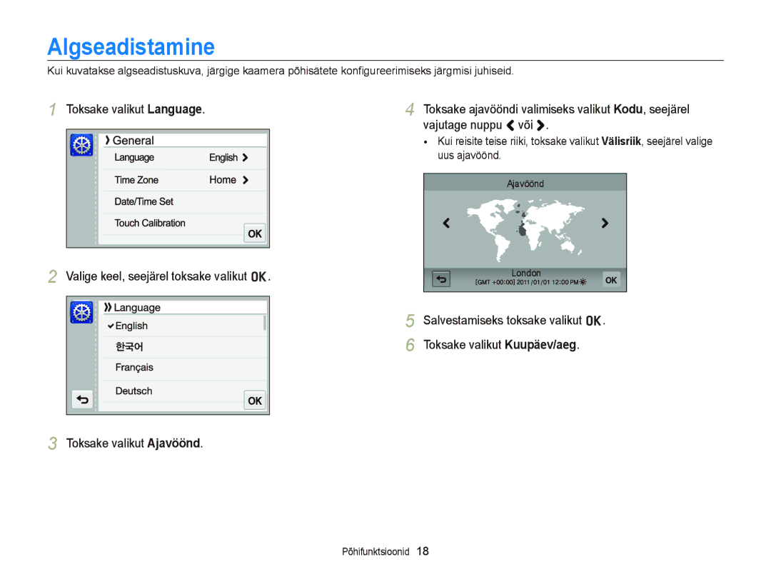 Samsung EC-ST95ZZBPBE2, EC-ST95ZZBPOE2, EC-ST95ZZBPSE2 manual Algseadistamine 