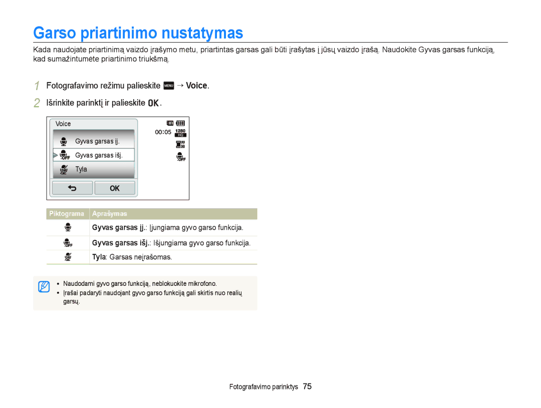 Samsung EC-ST95ZZBPBE2, EC-ST95ZZBPOE2, EC-ST95ZZBPSE2 manual Garso priartinimo nustatymas 