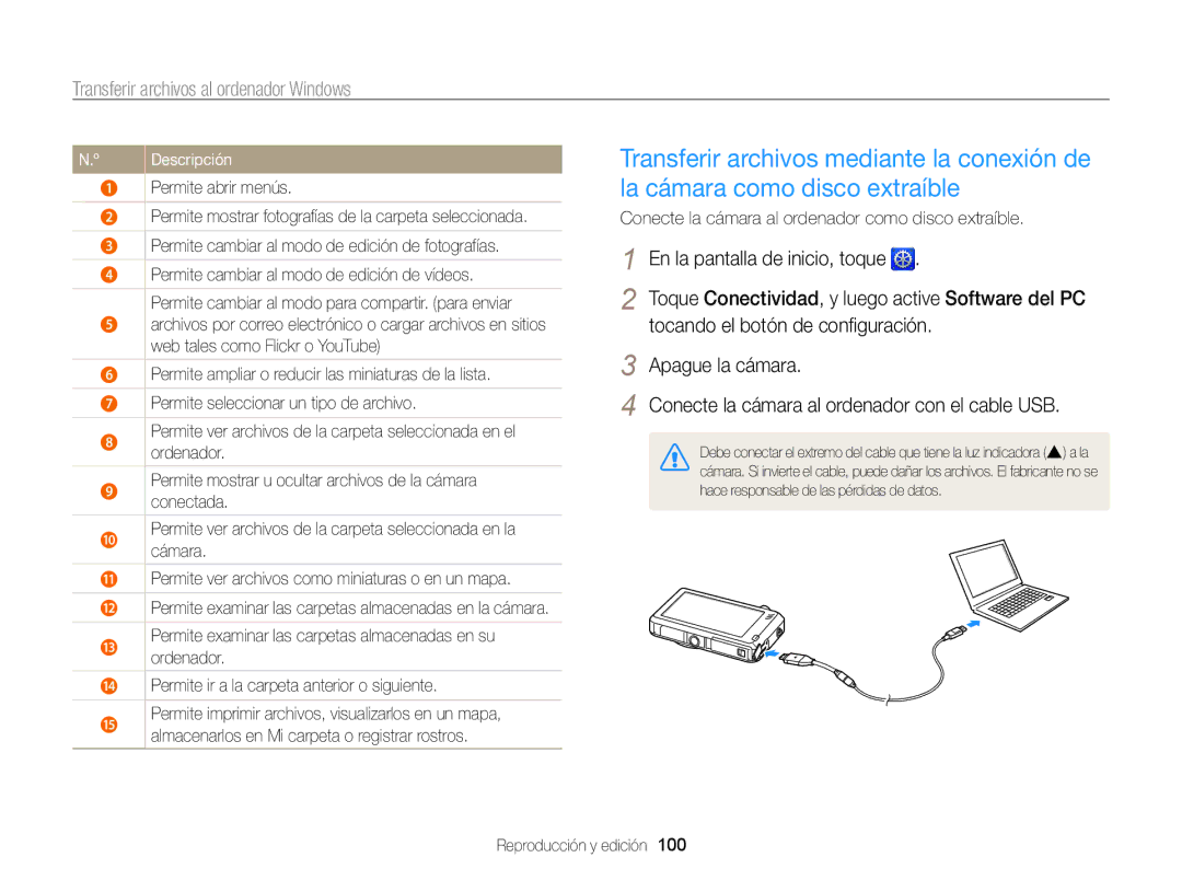 Samsung EC-ST95ZZBPLE1, EC-ST95ZZBPPE1 manual Ordenador, Permite mostrar u ocultar archivos de la cámara, Conectada 