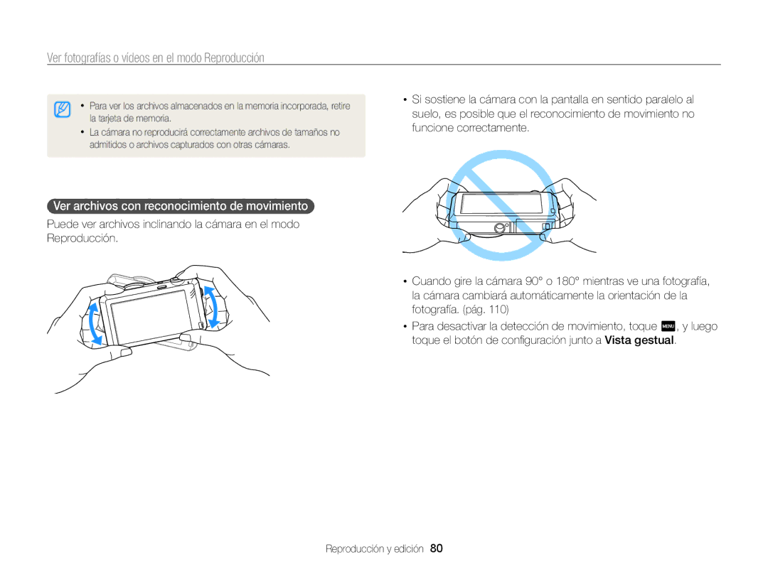 Samsung EC-ST95ZZBPLE1 Ver fotografías o vídeos en el modo Reproducción, Ver archivos con reconocimiento de movimiento 
