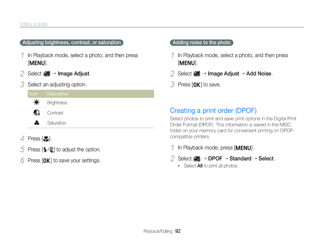 Samsung EC-ST96ZZBDBVN manual Creating a print order Dpof, Playback mode, press m Select u “ Dpof “ Standard “ Select 