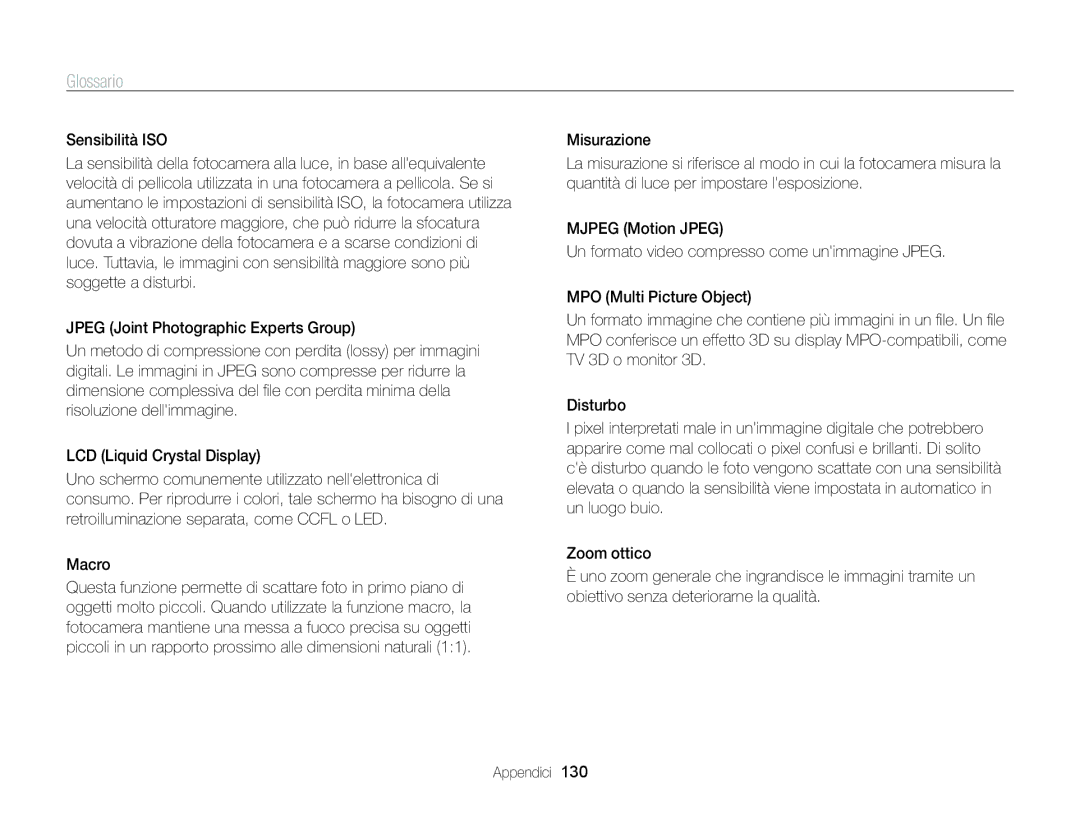 Samsung EC-ST96ZZBPBE1 manual Sensibilità ISO 