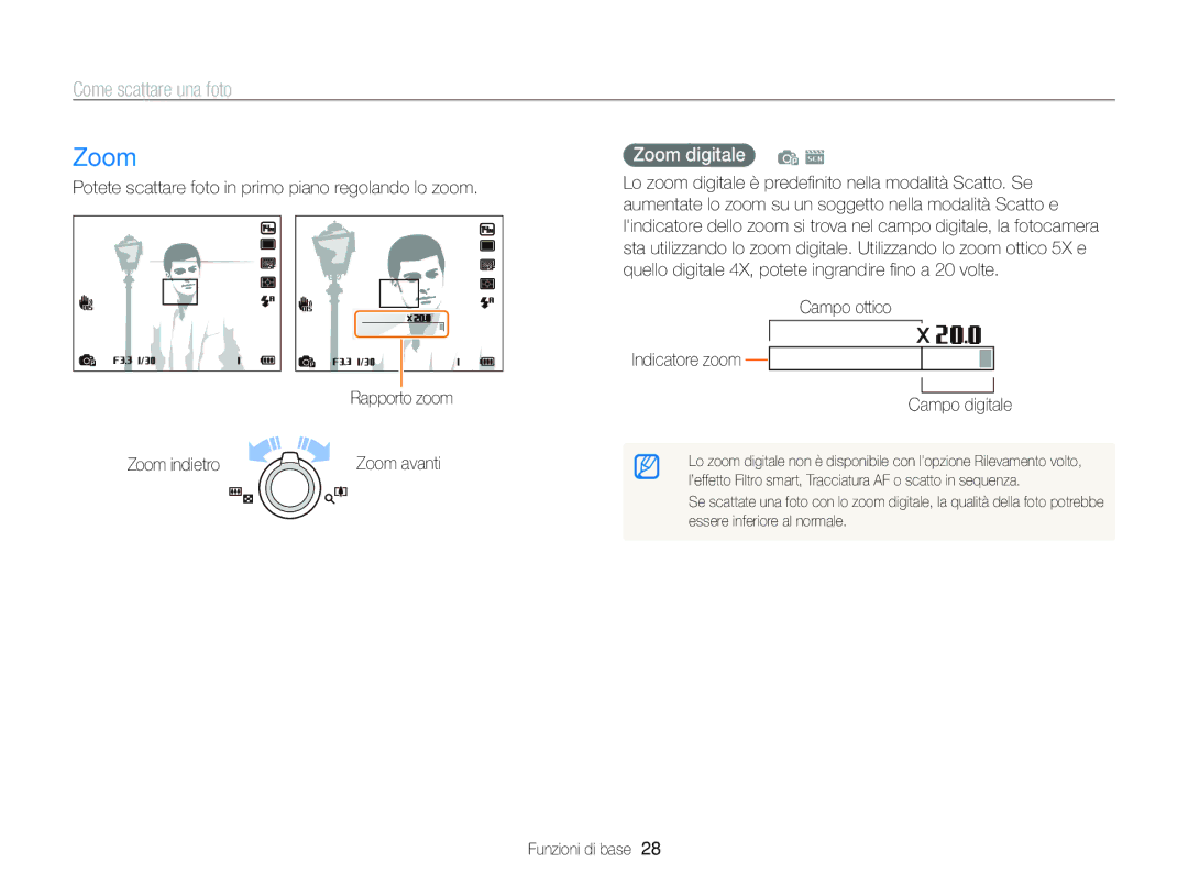 Samsung EC-ST96ZZBPBE1 manual Come scattare una foto, Zoom digitale p s 