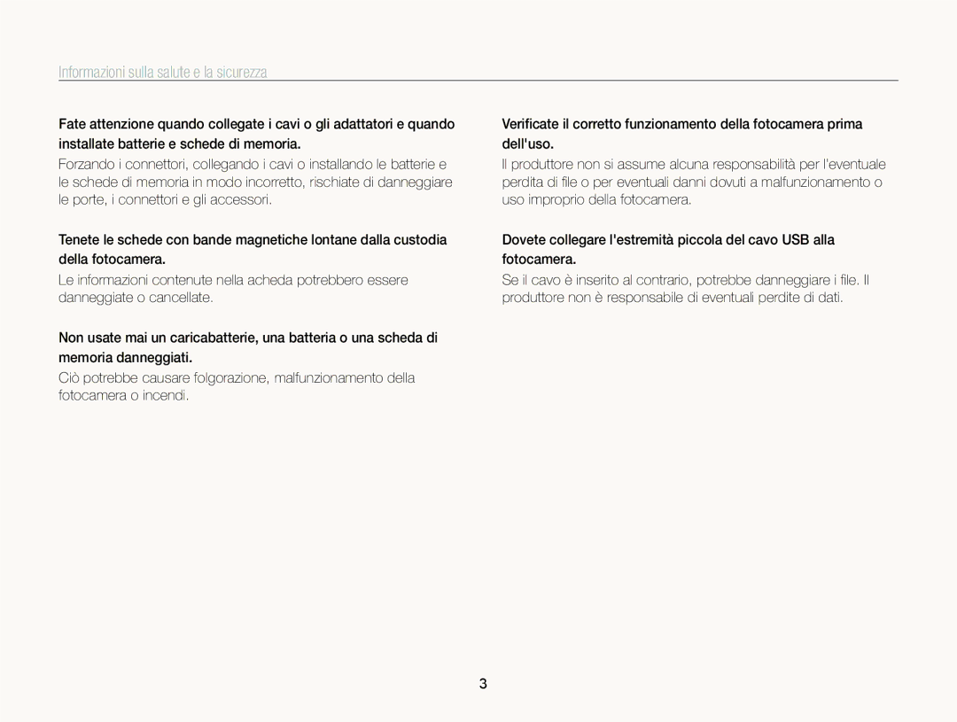 Samsung EC-ST96ZZBPBE1 manual Informazioni sulla salute e la sicurezza 